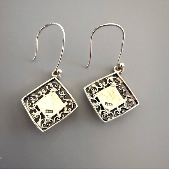 Vintage TH Turquoise Sterling Silver Earrings - Picture 3 of 4